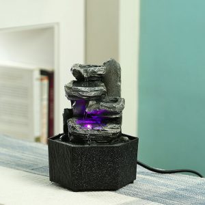 Rugged Stone Finish Indoor Water Fountain with Light