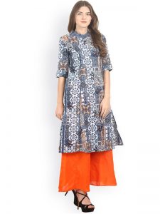 Women Multicoloured Printed A Line Kurta