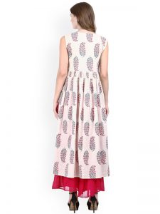 Women Beige Printed A Line Kurta