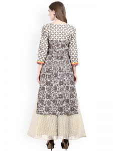 Women Brown Printed Straight Kurta