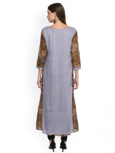 Women Grey & Brown Layered Kurta