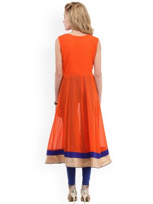 Women Orange Anarkali Kurta