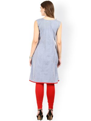 Women Blue Printed A Line Kurta