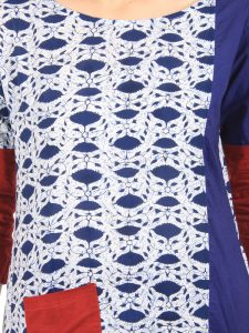 Women Blue & White Printed Straight Kurta