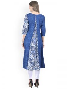 Women Blue Printed A-Line Kurta