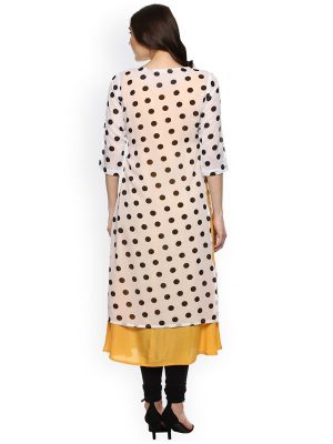 Women White & Black Printed A-Line Kurta