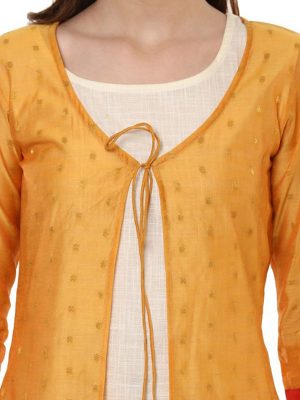 Women Yellow Solid Straight Kurta