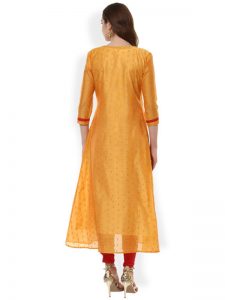 Women Yellow Solid Straight Kurta