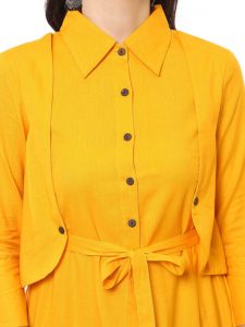 Women Yellow Solid Straight Kurta