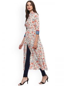 Women Off-White Printed A-Line Kurta