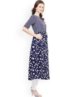 Navy Blue Printed Anarkali Kurta