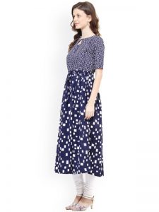 Navy Blue Printed Anarkali Kurta