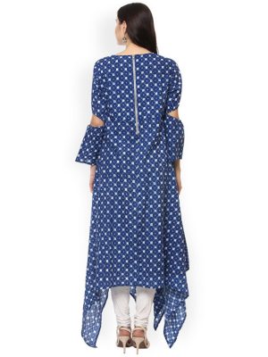 Women Blue Printed Anarkali Kurta