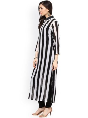 Black & White Striped Kurta