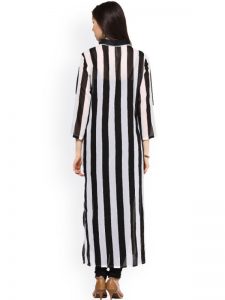 Black & White Striped Kurta