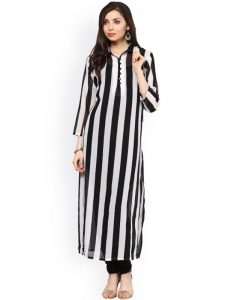 Black & White Striped Kurta