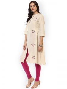 Women Cream-Colored Printed A-Line Kurta