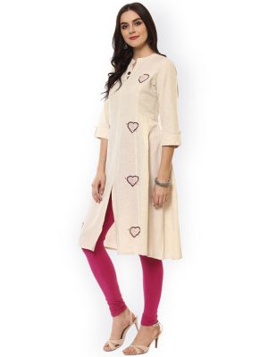 Women Cream-Colored Printed A-Line Kurta