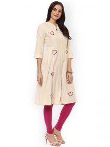 Women Cream-Colored Printed A-Line Kurta