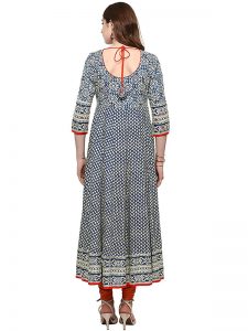 Multi Abstract Cotton Round Neck Kurti