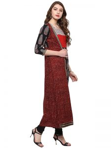 Multi Floral Cotton Round Neck Kurti