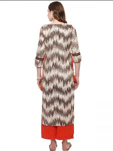 Multi Abstract Cotton Round Neck Kurti