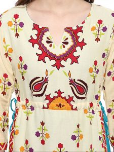 Multi Floral Cotton Round Neck Kurti