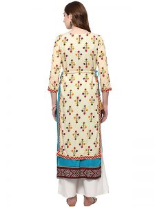 Multi Floral Cotton Round Neck Kurti