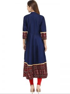 Navy Blue Solid Kurta