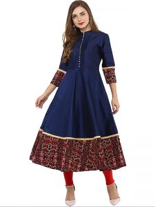 Navy Blue Solid Kurta