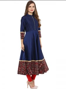 Navy Blue Solid Kurta