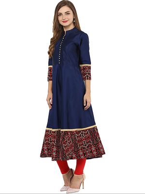 Navy Blue Solid Kurta