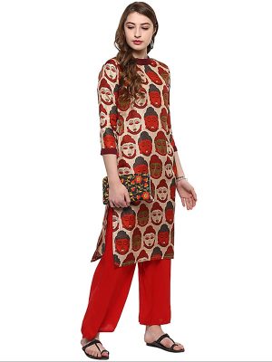 Multi Quirky Crepe Scoop Neck Kurti