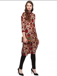 Multi Quirky Crepe Scoop Neck Kurti
