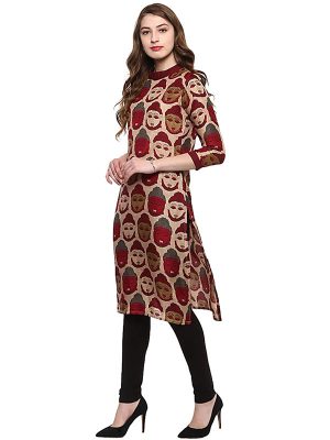 Multi Quirky Crepe Scoop Neck Kurti