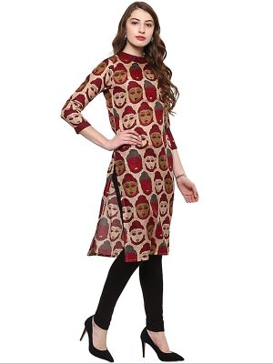 Multi Quirky Crepe Scoop Neck Kurti