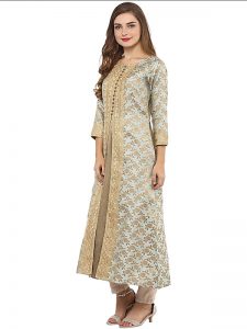 Blue Floral Straight Kurta