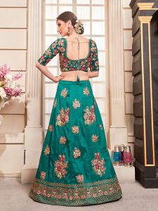 Teal Green Phantom Silk Bridesmaid Party Wear Lehenga Choli With Dupatta