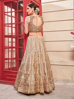 Salmon Pink Thai Silk Bridesmaid Party Wear Lehenga Choli With Dupatta