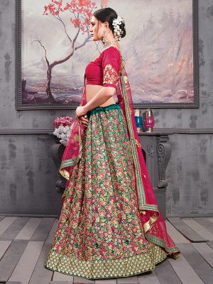 Teal Green Phantom Silk Bridal Wedding Wear Lehenga Choli With Dupatta