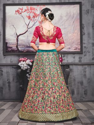Teal Green Phantom Silk Bridal Wedding Wear Lehenga Choli With Dupatta