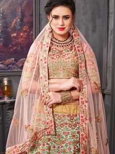 Breezy Blue Phantom Silk Bridal Wedding Wear Lehenga Choli With Dupatta