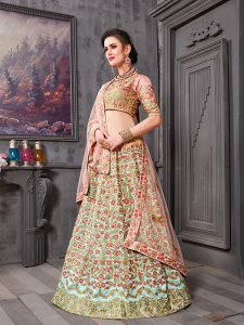 Breezy Blue Phantom Silk Bridal Wedding Wear Lehenga Choli With Dupatta