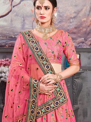 Rouge Pink Banarasi Silk Bridal Lehenga Wedding Wear Lehenga Choli With Dupatta