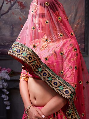 Rouge Pink Banarasi Silk Bridal Lehenga Wedding Wear Lehenga Choli With Dupatta