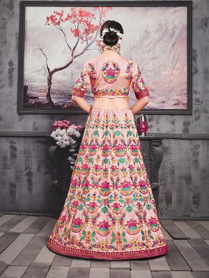 Meetha Pink Silk Bridal Wedding Wear Lehenga Choli With Dupatta