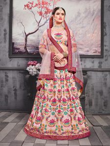 Meetha Pink Silk Bridal Wedding Wear Lehenga Choli With Dupatta