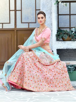 Bist Pink Silk Bridal Wedding Wear Lehenga Choli With Dupatta