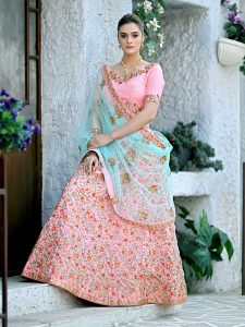 Bist Pink Silk Bridal Wedding Wear Lehenga Choli With Dupatta