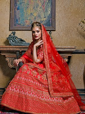Red Silk Bridal Wedding Wear Lehenga Choli With Dupatta